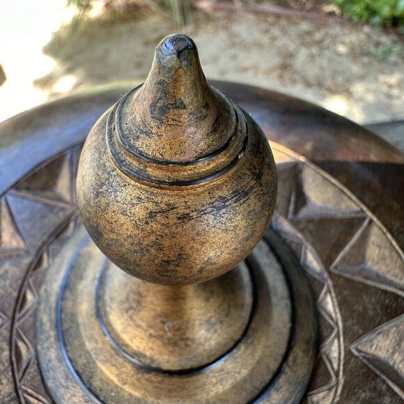 Vintage Burmese-Style Gold Wooden Lidded Bowl - Picture 5 of 12